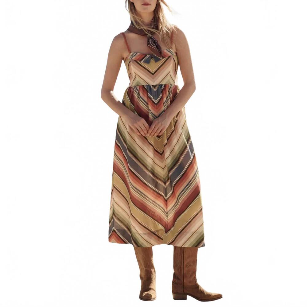 NEW THE GREAT. verse midi dress in davenport stripe